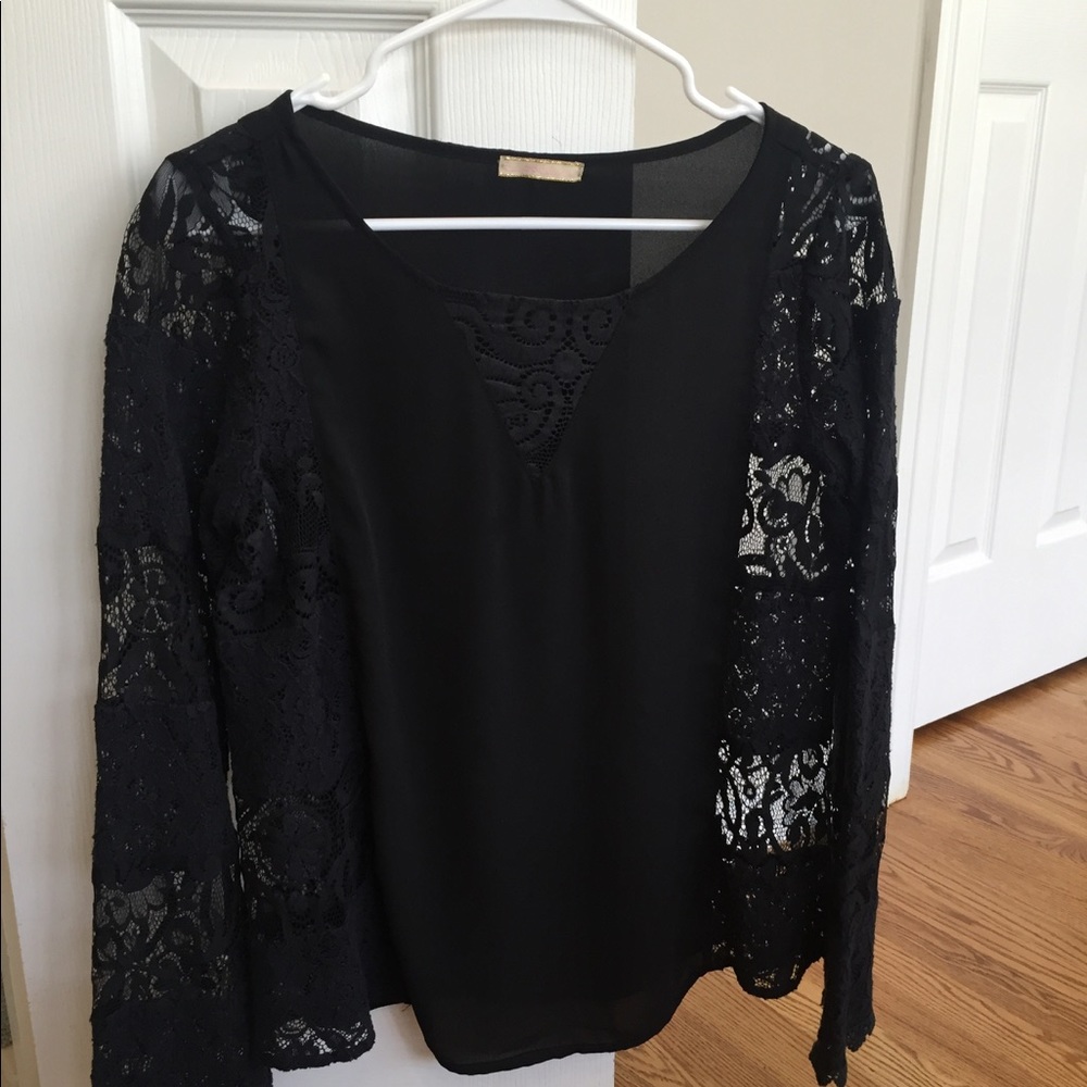 Silk and lace black blouse